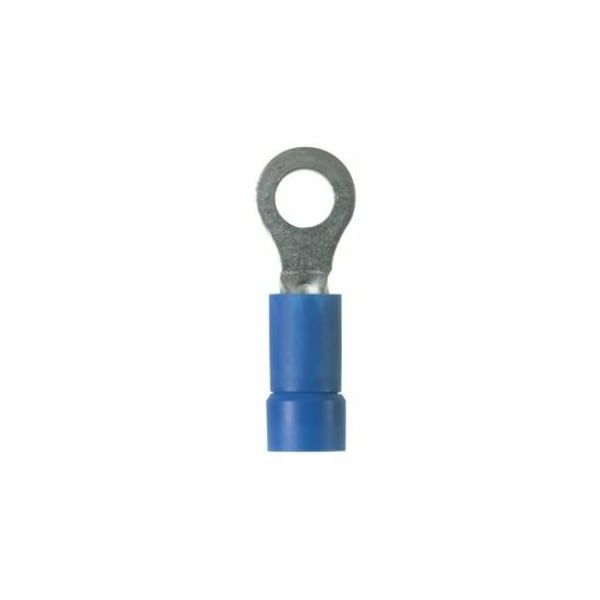 Ring Terminal, 5/16 in Stud Size, 14 AWG, 600 V, Vinyl Insulated, Blue, 1000 PK